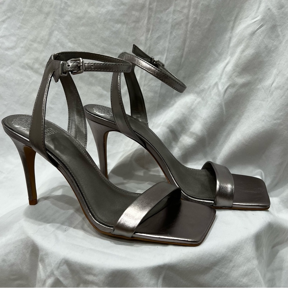 Vince Camuto Metallic strappy sandals in gunmetal, size 10, never worn